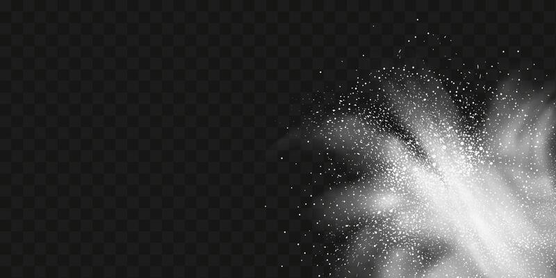 A realistic set of white clouds of flour, sugar, washing powder. An explosion of snow dust in the air. A splash of ice crystals in a white blizzard cloud.