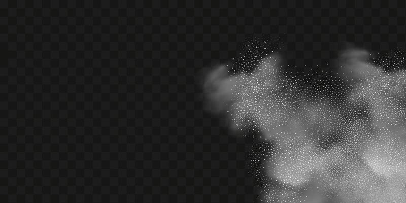 A realistic set of white clouds of flour, sugar, washing powder. An explosion of snow dust in the air. A splash of ice crystals in a white blizzard cloud.