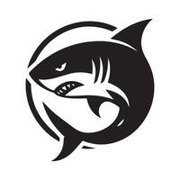 A black and white silhouette shark of a logo design vector