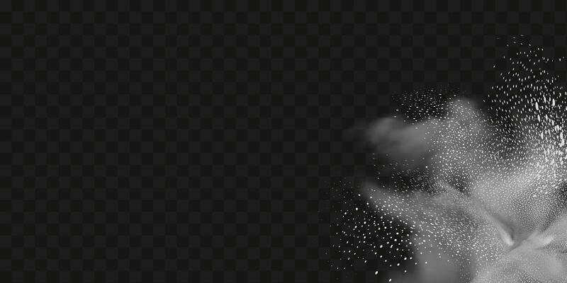 A realistic set of white clouds of flour, sugar, washing powder. An explosion of snow dust in the air. A splash of ice crystals in a white blizzard cloud.