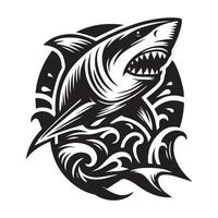 Black and white minimalist shark of a logo design vector