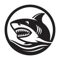 enojado tiburón logo diseño vector