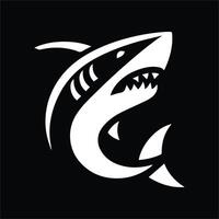 A black and white silhouette shark logo design vector