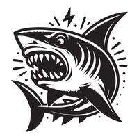 Shark silhouette black and white of a logo vector