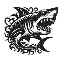 Black and white minimalist shark vector