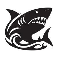 Black and white shark illustration vector