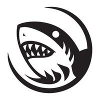 Black and white shark minimalist logo vector