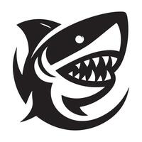 Black and white angry shark vector