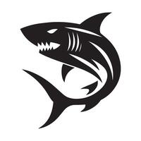 Black and white illustration shark logo vector