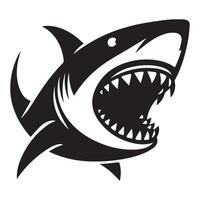 Angry shark silhouette logo design vector