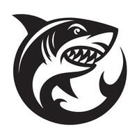 Black and white illustration shark vector