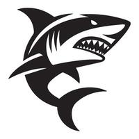 tiburón negro y blanco silueta vector
