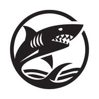 Black and white silhouette shark vector