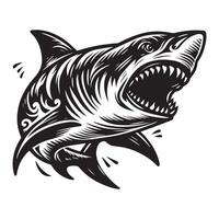 Shark silhouette black and white vector