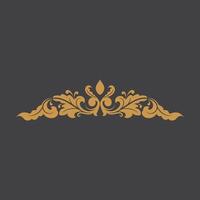 Golden Vintage Ornament.Golden Border ornament. floral Golden Crown Ornament .Suitable for wedding invitation card. vector