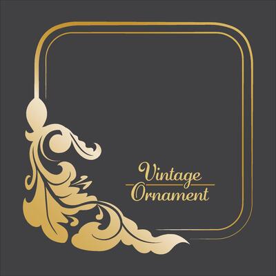 Golden Vintage frame Ornament in square Size. Golden Border ornament. Suitable for wedding invitation card, luxury name tag and label.