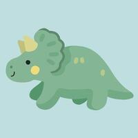 A cute green dinosaur vector