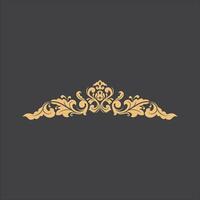 Golden Vintage Ornament.Golden Border ornament. floral Golden Crown Ornament .Suitable for wedding invitation card. vector