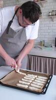 man hands cooking Savoiardi biscuits cookies video