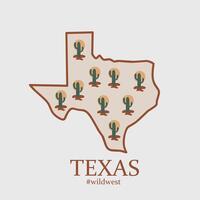 Texas mapa con cactus diseño Perfecto para imprimir, vestir, etc vector