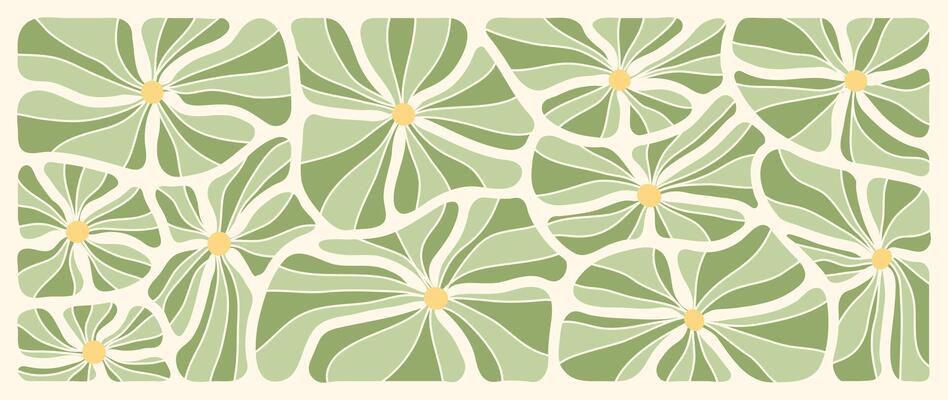 Abstract botanical art background . Natural hand drawn pattern design with green color flowers. Simple contemporary style illustrated Design for fabric, print, cover, banner, wallpaper.