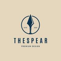 spear logo icon minimalist , head spear logo vintage illustration design template vector