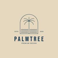 palm tree line art logo symbol illustration design, with emblem design minimalist vector
