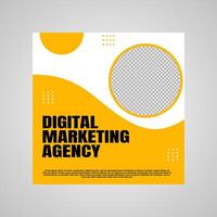 yellow and white social media post design for digital marketing company promotion. vector