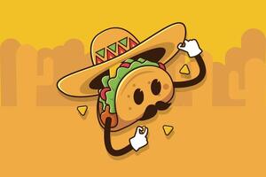 cartoon mexican food tacos with sambreno vector