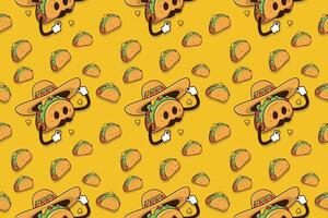 funny tacos with sambreno seamless pattern vector