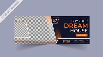 Real estate Social media cover banner. corporate real estate construction cover, social media post, web banner, template vector