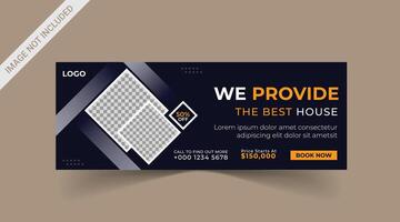 Real estate Social media cover banner. corporate real estate construction cover, social media post, web banner, template vector