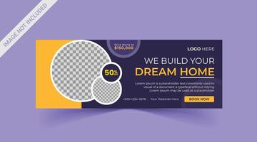 Real estate Social media cover banner. corporate real estate construction cover, social media post, web banner, template vector