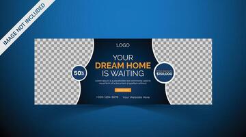 Real estate Social media cover banner. corporate real estate construction cover, social media post, web banner, template vector