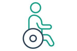 handicapped icon. people use wheelchairs. icon related to elderly. line icon style. old age element illustration vector
