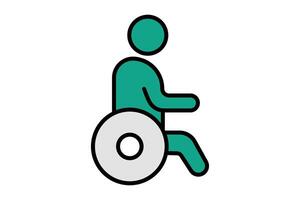 handicapped icon. people use wheelchairs. icon related to elderly. flat line icon style. old age element illustration vector