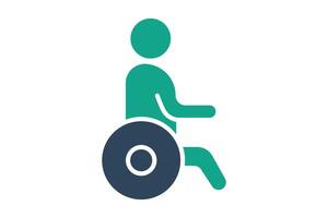 handicapped icon. people use wheelchairs. icon related to elderly. solid icon style. old age element illustration vector