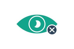 vision loss icon. eye with cross. icon related to elderly. solid icon style. old age element illustration vector