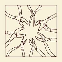 set of pliers line art illustration vector