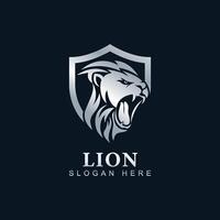 león proteger logos con moderno estilo vector