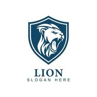 Head Lion shield logo design vector