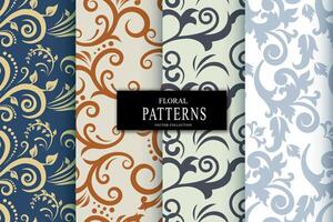 Set Damask seamless pattern element. floral damask ornament vintage. vector