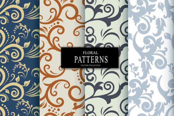 Set Damask seamless pattern element. floral damask ornament vintage.
