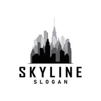 Skyscraper black silhouette design beautiful city skyline logo with tall building city illustration for template and branding vector