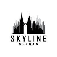 Skyscraper black silhouette design beautiful city skyline logo with tall building city illustration for template and branding vector