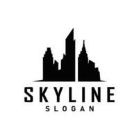 Skyscraper black silhouette design beautiful city skyline logo with tall building city illustration for template and branding vector