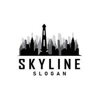 Skyscraper black silhouette design beautiful city skyline logo with tall building city illustration for template and branding vector