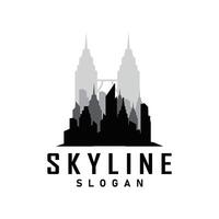 Skyscraper black silhouette design beautiful city skyline logo with tall building city illustration for template and branding vector