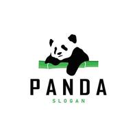 Cute and simple lazy black and white panda animal silhouette design template brand panda bear logo vector