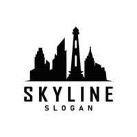 Skyscraper black silhouette design beautiful city skyline logo with tall building city illustration for template and branding vector